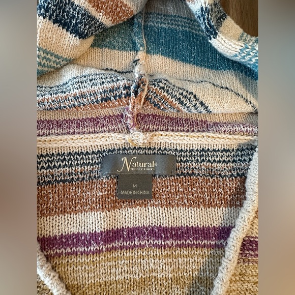 Natural Reflections Teal, Cream, Purple Striped V-Neck Sweater Women’s Sz Med - Picture 4 of 7